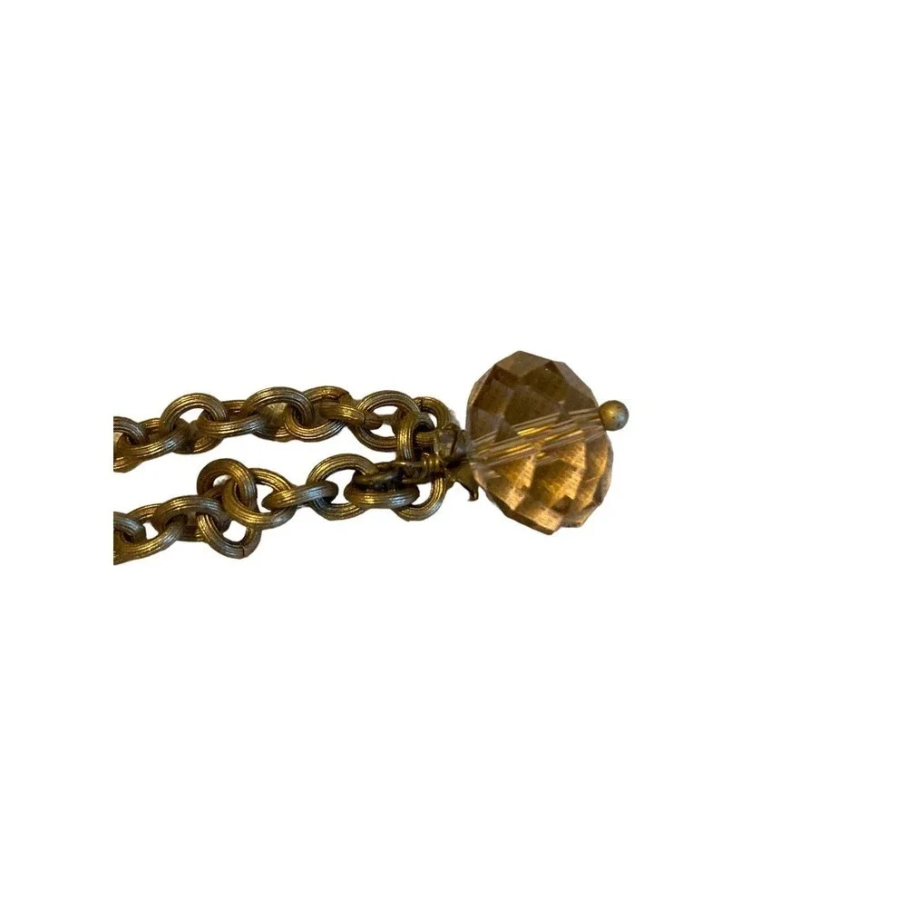Stella & Dot Brushed Gold Station Rhinestone Faceted Glass Bead Necklace